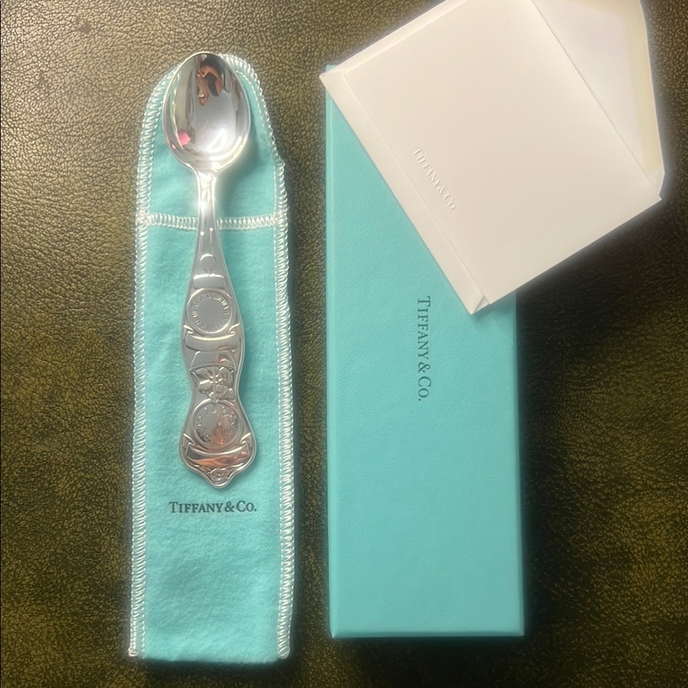 Tiffany & Co. Silver Baby Spoon with Blue Pouch